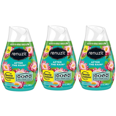 CGT Renuzit After the Rain Gel Air Freshener Summer Spring Non-Stop Freshness Odor Neutralizer Deodorizer Closets Kitchen Living Rooms Bathrooms 7.0 oz (Set of 3)