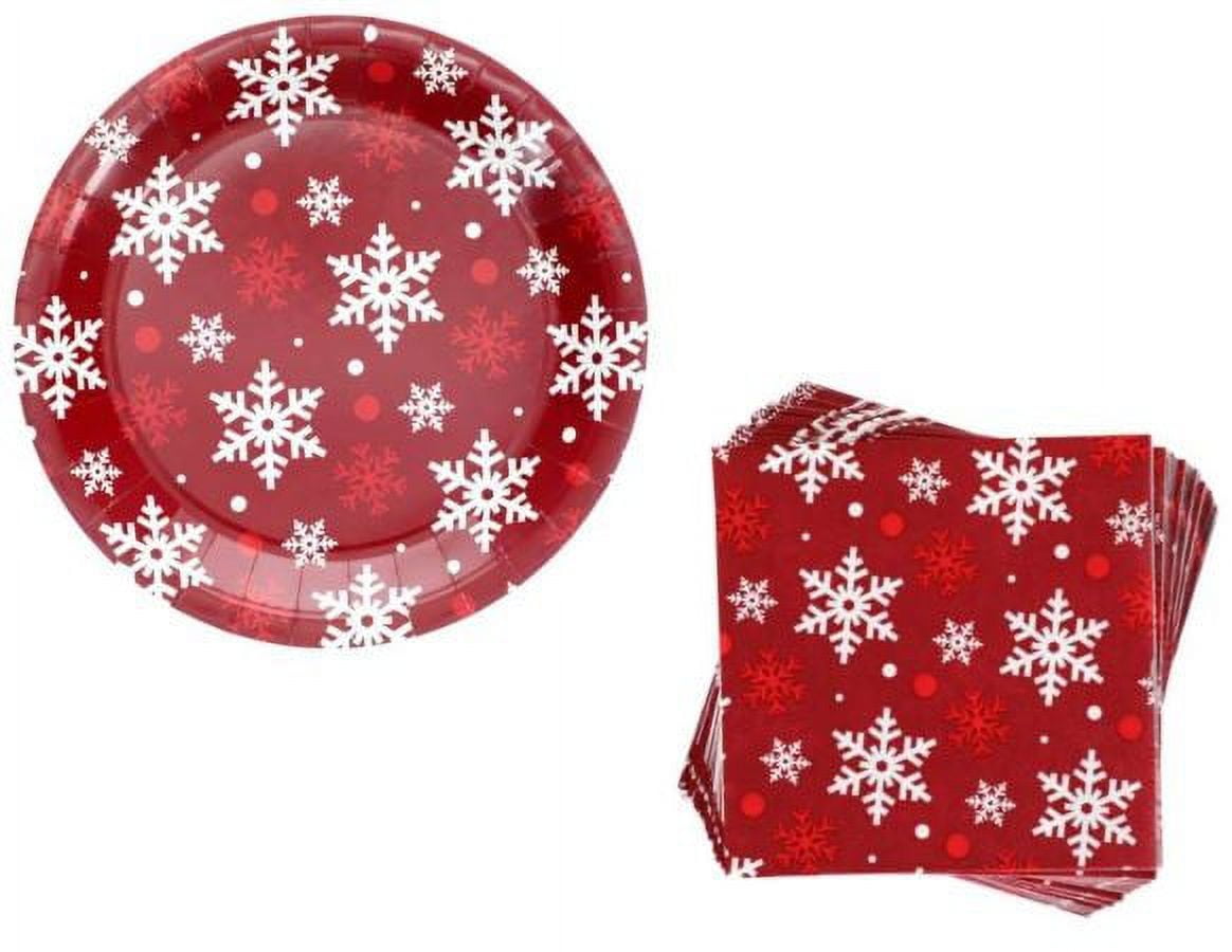 CGT Snowflakes Christmas Paper Plates & Napkins Set Disposable