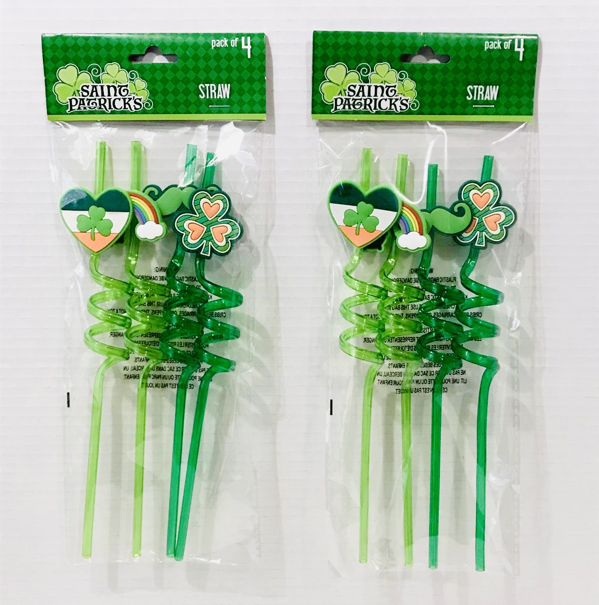 CGT St. Patrick's Day Spiral Straws Shamrock Rainbow Lucky Irish Party