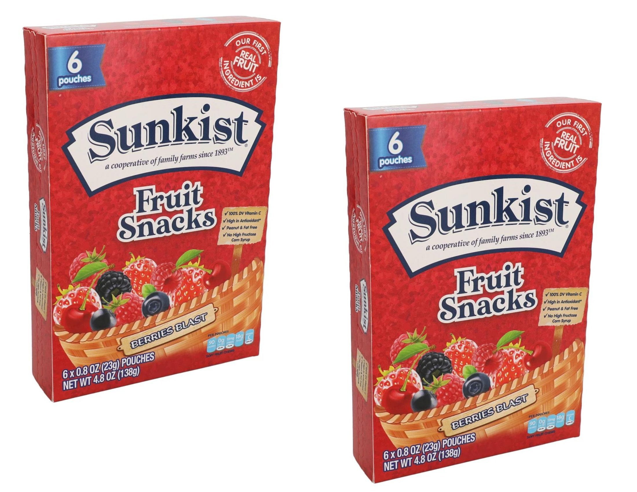 CGT Sunkist Berries Blast Fruit Snacks Pouches Gummies Real Fruit