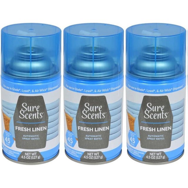CGT Sure Scents Fresh Linen Automatic Spray Refills Odor Neutralizer