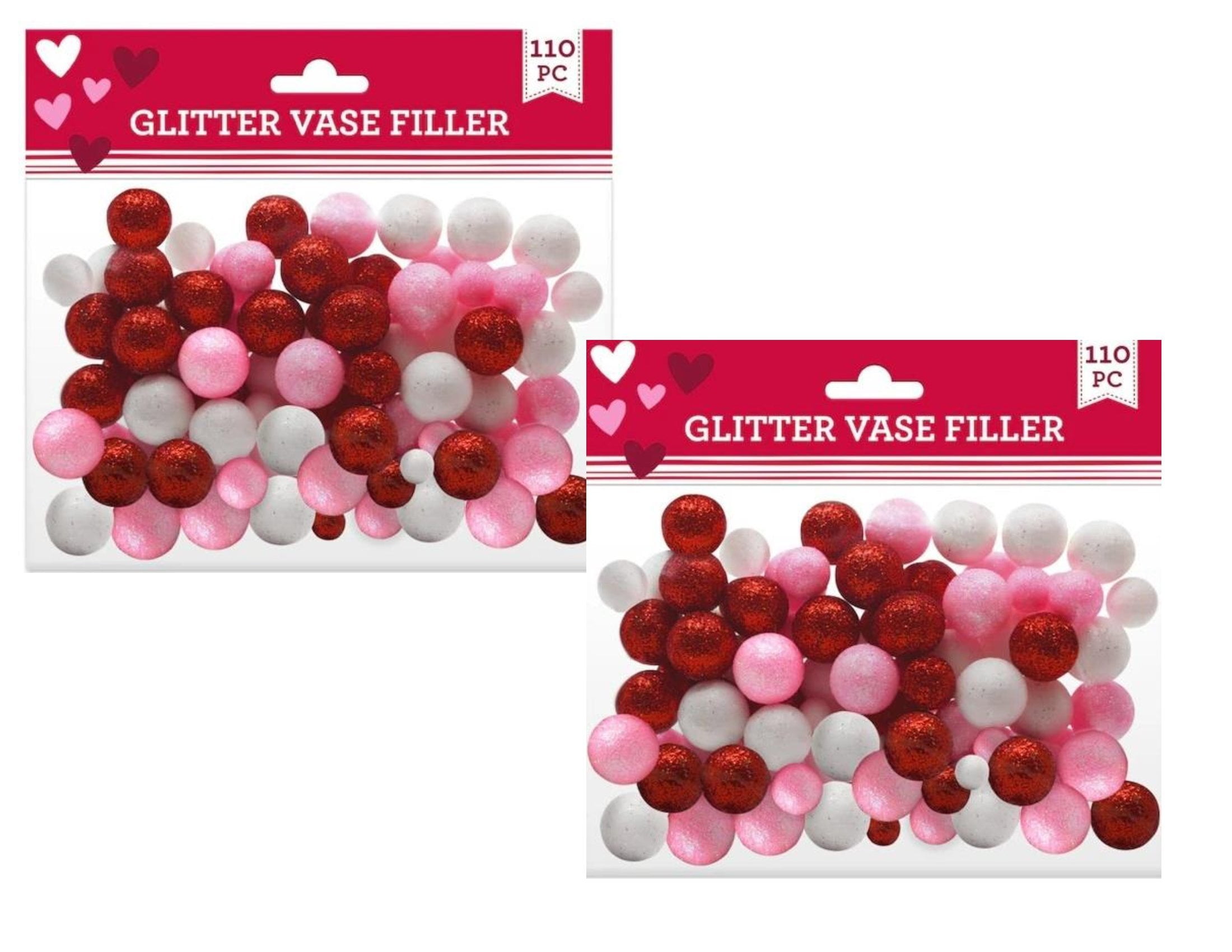 CGT Valentine's Day Glitter Foam Vase Fillers Red Pink White Crafting