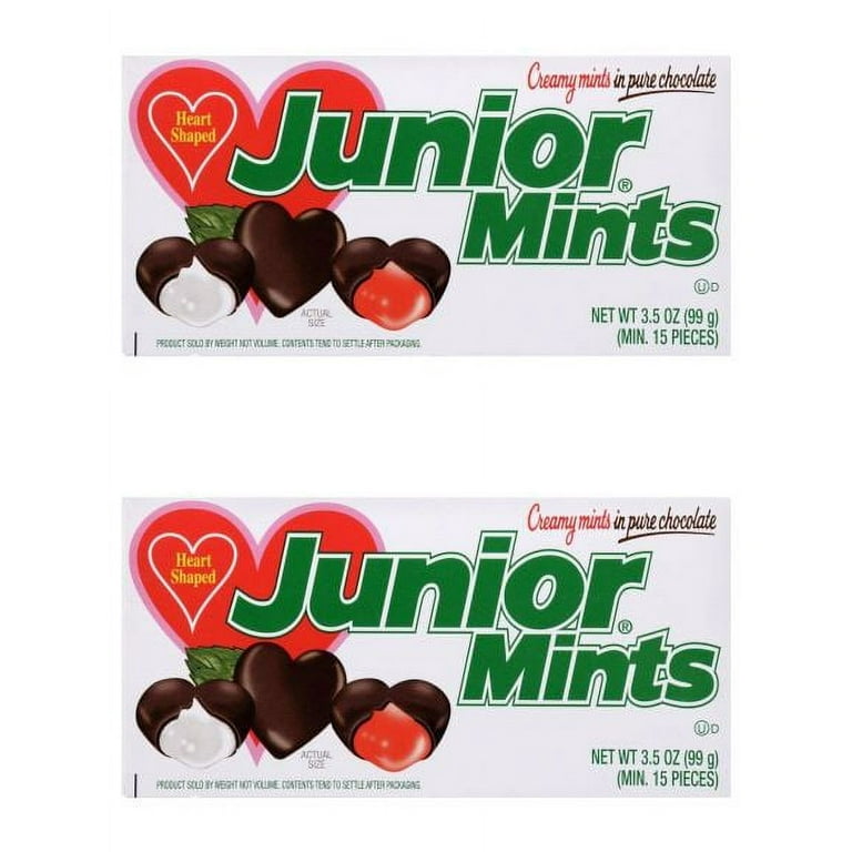 CGT Valentine's Day Junior Mints Heart Shaped Chocolate Mint Candy Theater  Box Stocking Stuffers Gift Basket Party Favor Baking Treats Snacks Desserts