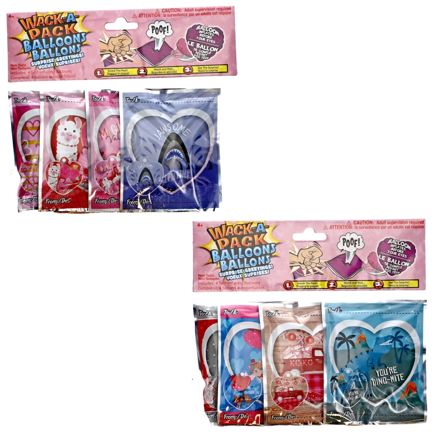 Wack-a-pack Valentines Day Balloons (Set of 2 Packs of 4 Balloons) : Home &  Kitchen 
