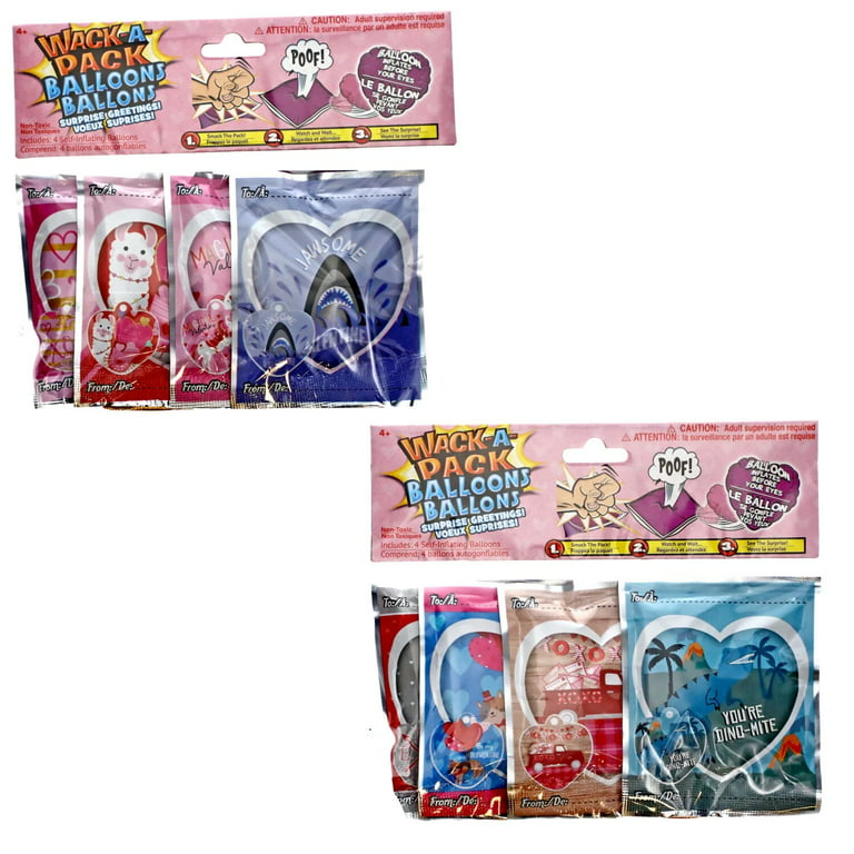 CGT Valentine's Day Wack-A-Pack Self Inflating Foil Balloons V-Day  Ornaments Party Favor Basket Stuffers Kids Toys Goody Bag Gifts Assorted  Designs