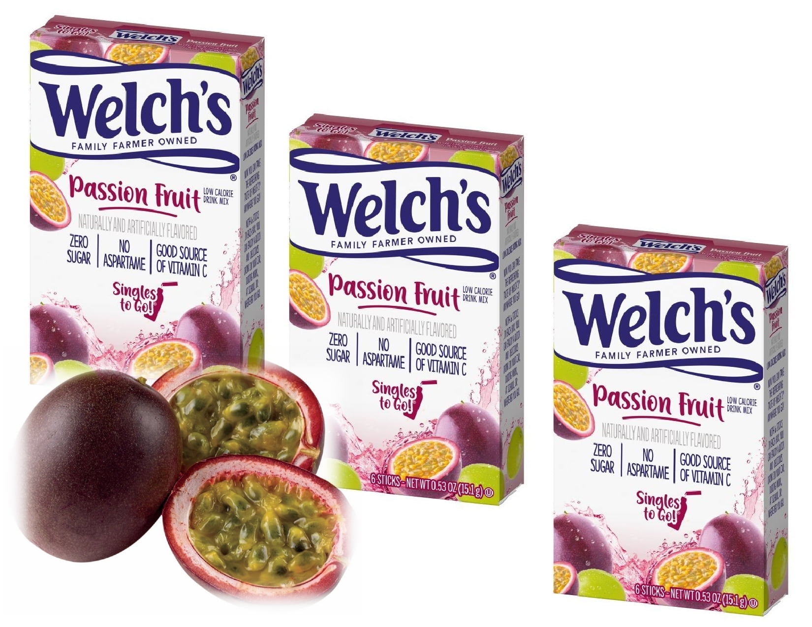 CGT Welch's Passion Fruit Singles to Go Zero Sugar No Aspartame Good