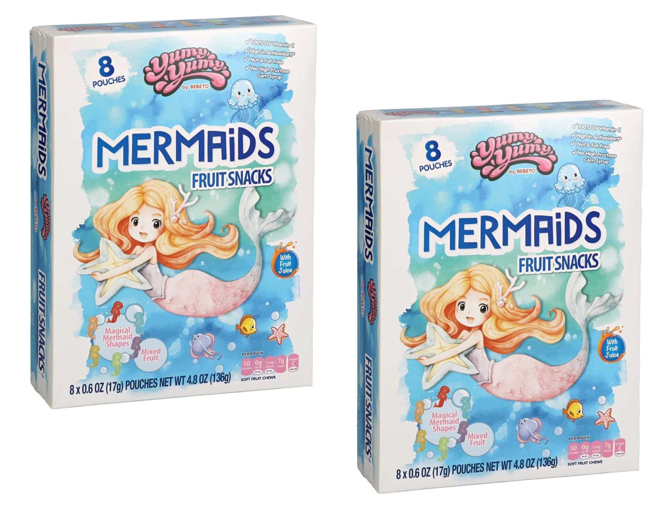 CGT Yumy Yumy Mermaids Fruit Gummies Individually Wrapped Mixed Snack