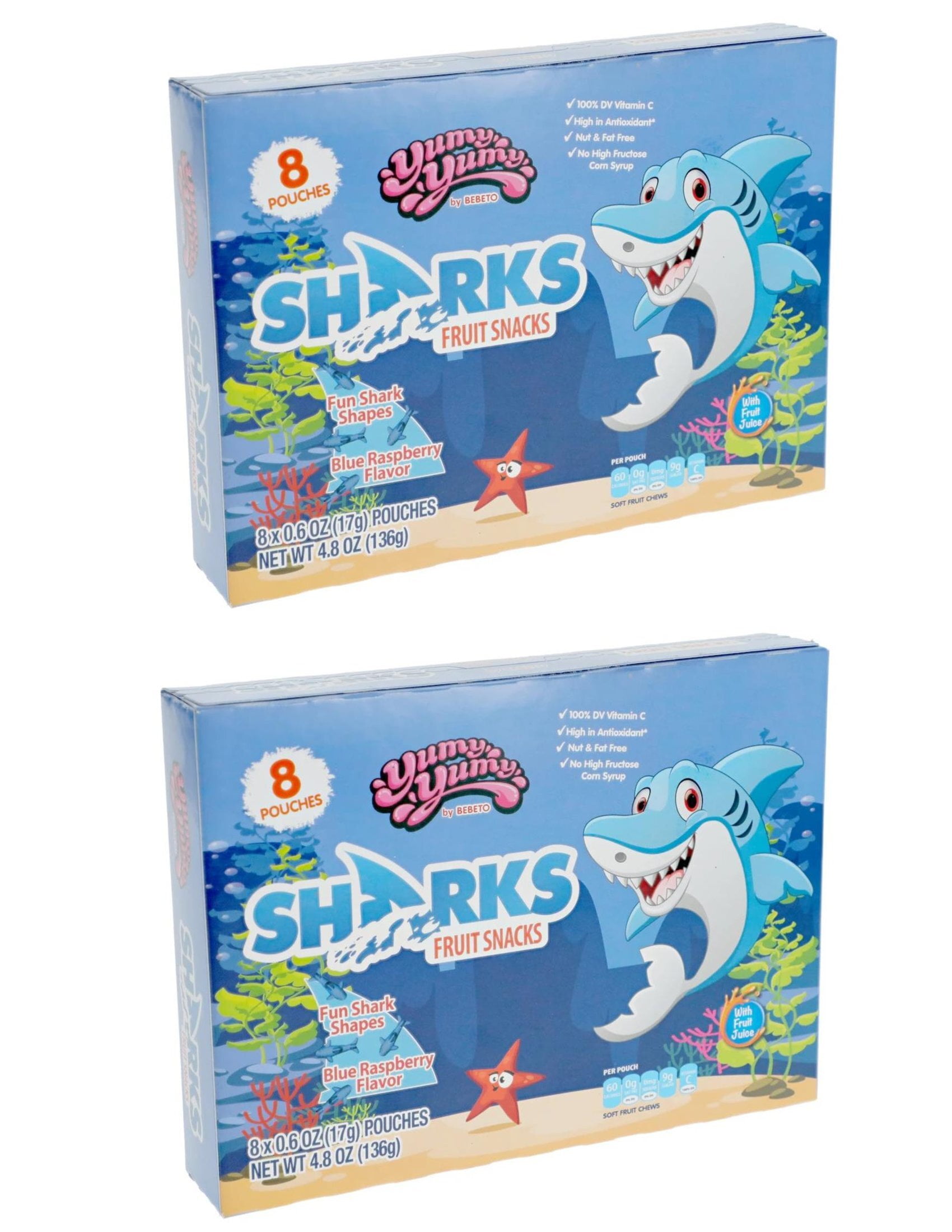 CGT Yumy Yumy Sharks Fruit Snacks Mixed Fruit Gummies Real Fruit