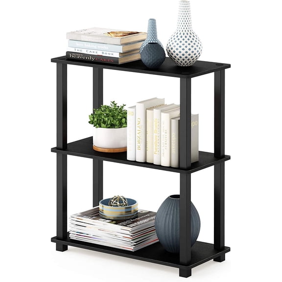 CGTER TURN-S-TUBE Storage Shelves, 3-Tier Book Shelf, Corner Shelf, Toolless Open Shelves, for Organization and Storage, Living Room, Garage, Home Office, Americano