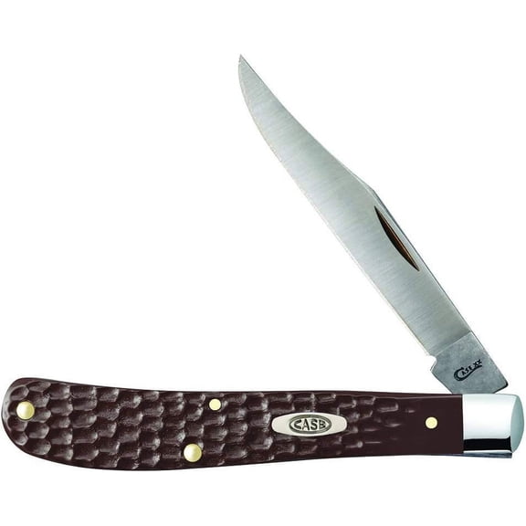 CGTERCase WR XX Pocket Knife Brown Synthetic Barehead Slimline Trapper Item #135 - (61048 SS) - Length Closed: 4 1/8 Inches