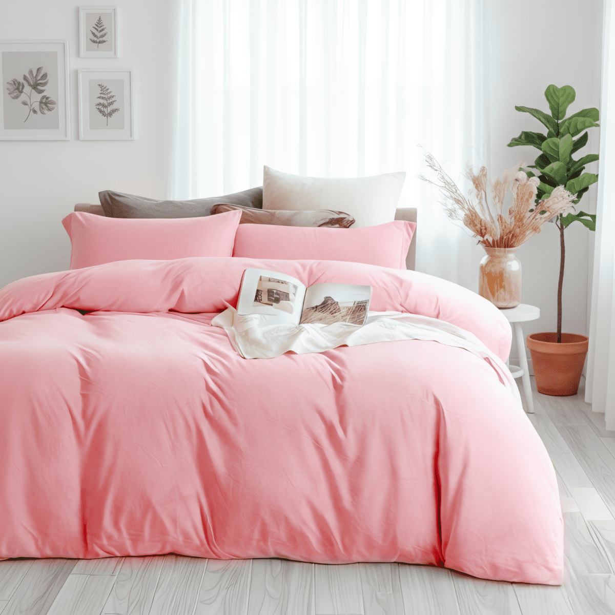 CGW 3-Piece Velvet Duvet Cover Set, Queen – Soft Luxury Bedding, Zipper Closure, Easy Care, Pink