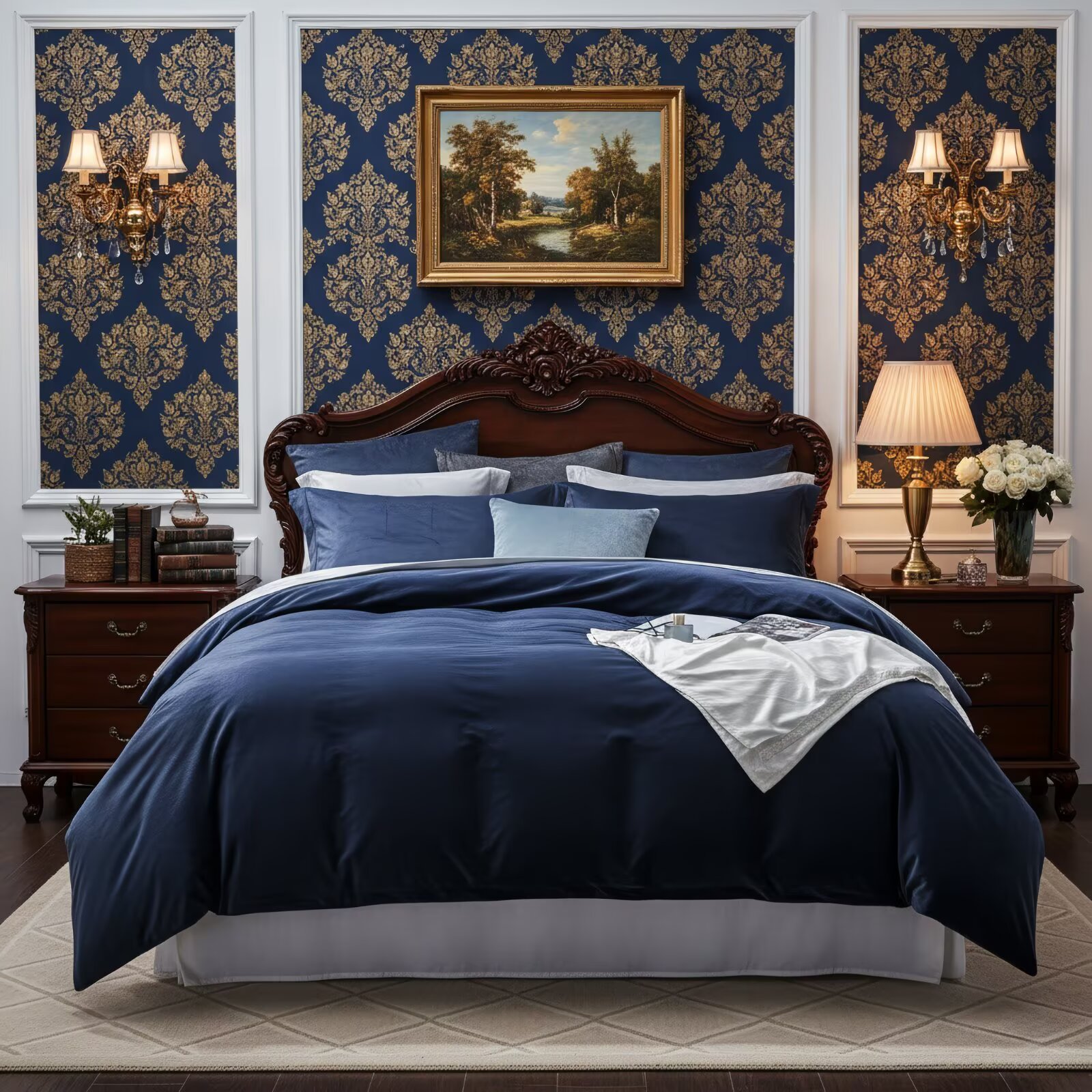 CGW 3-Piece Velvet Duvet Cover Set, Twin – Soft Luxury Bedding, Zipper Closure, Easy Care, Navy Blue