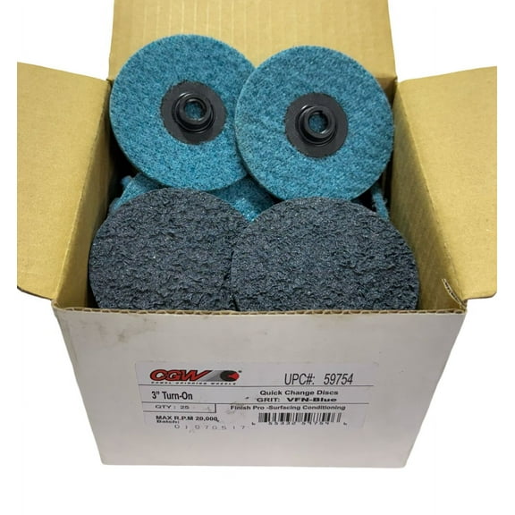 CGW 3" Quick Change Surface Conditioning Discs Turn-On Very Fine Blue 25 Pack