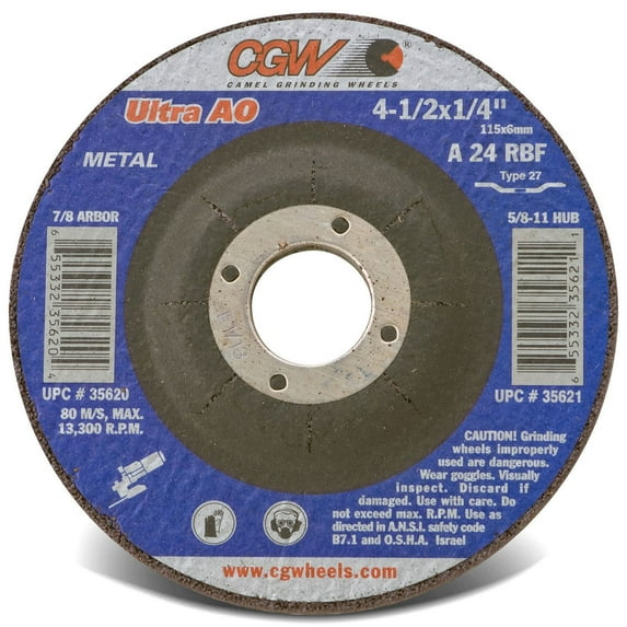 CGW Abrasives 421-35641 7X1-4X5-8-11 A24-R-Bf Steel T27 Dp Ct Whl