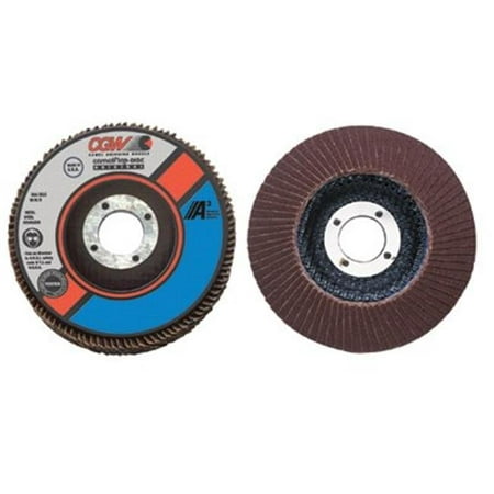 Flap Disc, A3 Aluminum Oxide, Reg, 4-1/2 in, 60 Grit, 5/8 in Arbor,13,300 rpm Pack of 10