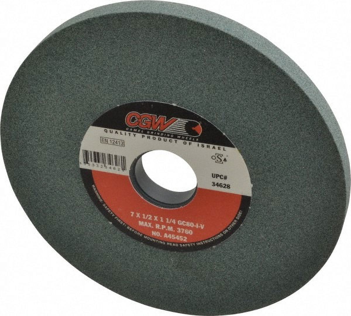 CGW Abrasives 7" Diam x 1-1/4" Hole x 1/2" Thick, I Hardness, 80 Grit Surface Grinding Wheel