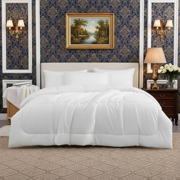 CGW Queen Comforter Duvet Insert, All-Season Quilted Down Alternative, Soft Lightweight Bedding with Corner Tabs, Machine Washable, White