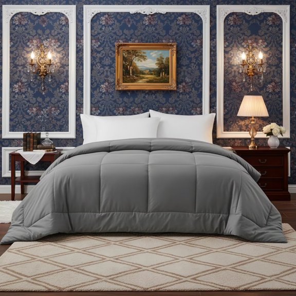 CGW Twin Comforter Duvet Insert, All-Season Quilted Down Alternative, Soft Lightweight Bedding with Corner Tabs, Machine Washable, Smoke Grey