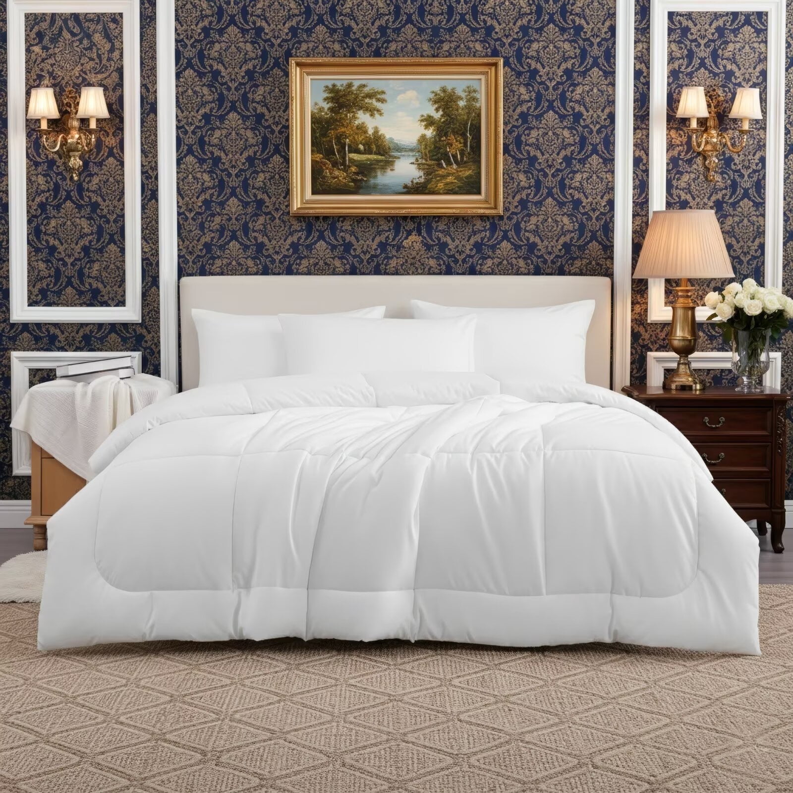 CGW Twin Comforter Duvet Insert, All-Season Quilted Down Alternative, Soft Lightweight Bedding with Corner Tabs, Machine Washable, White