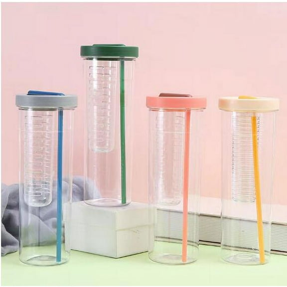 CGZQFEI 800ml Fruit Infuser Bottle - Gym Motivational Water Bottle with Tea Filter & Leakproof Cap (27oz Tritan Material)