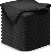 CGZQFEI Black Microfiber Cleaning Cloth - 10 Pack Premium Microfiber Towels for Cars,Scratch-Free, Highly Absorbent, Reusable Cleaning Rags for Car, Household, Kitchen, Window, 11.5"X11.5"