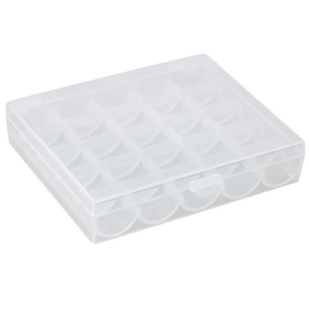 CGZQFEI Bobbin Box, Bobbin Organizer Plastic Case, Transparent 25 Slots Empty Bobbins Spools Box, Sewing Craft Plastic Case Storage Box for Sewing Machine (1Pcs Box) ﻿