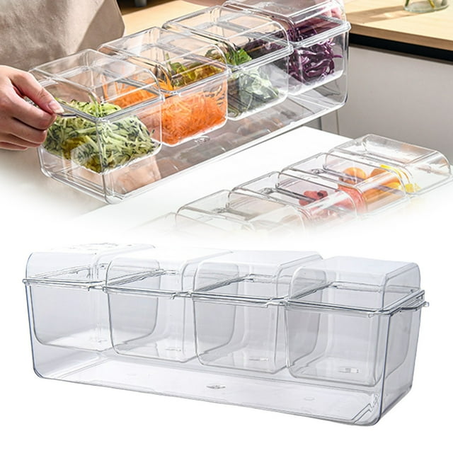 CGZQFEI Condiment Server, Tray, ice Party Serving bar, Chilled Caddy, bar Garnish Holder on ice, Dispenser, Salad Platter, Compartment Tray with lid