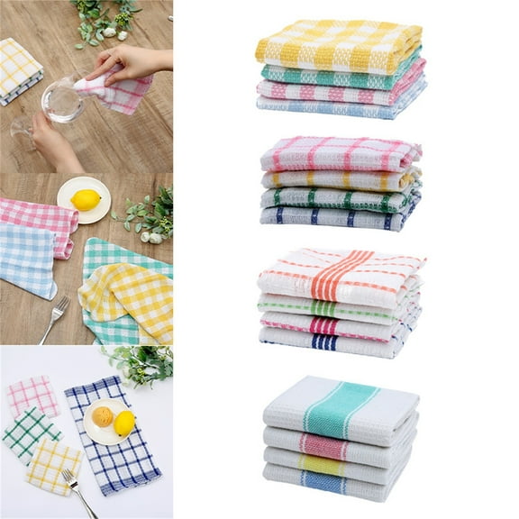 CGZQFEI Cotton Dishcloths 4PCS - 13.7x13.7in Water Absorbent Scrubbing Rags for Kitchen Cleaning & Dish Drying