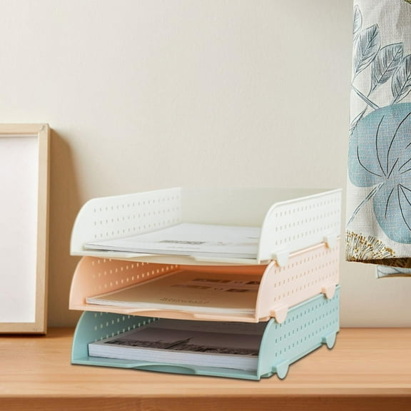 CGZQFEI Facility Multilayer Tier Letter Tray- Space Saving Desktop Document Holder for Office/Home, Assemble-Free Design,Can Assemble File Disk File Rack