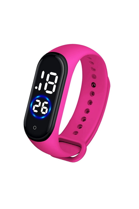 Unisex Digital Sports Watch - LED Illumination, 5ATM Waterproof, Durable Silicone Wrist Strap Hot Pink 1.77x0.78''