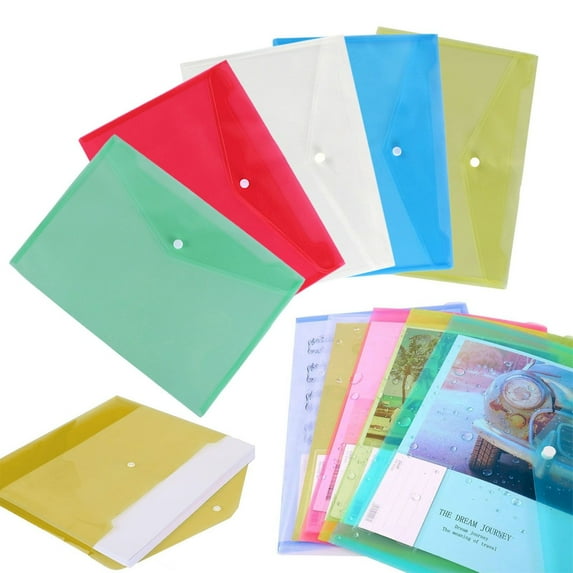 CGZQFEI Plastic File Folders with Label Pockets - US Letter & A4 Size Clear Document Envelopes, Assorted Color Poly Organizers for Office School Supplies