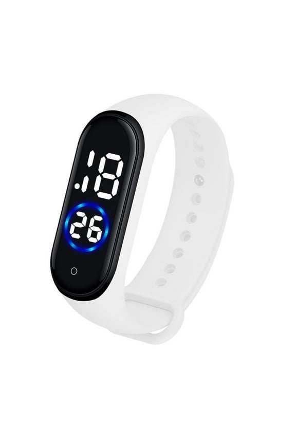Sporty Digital LED Watch with Date Display - Flexible Silicone Wristband for Men Women (Day/Night Use) White 1.77x0.78''