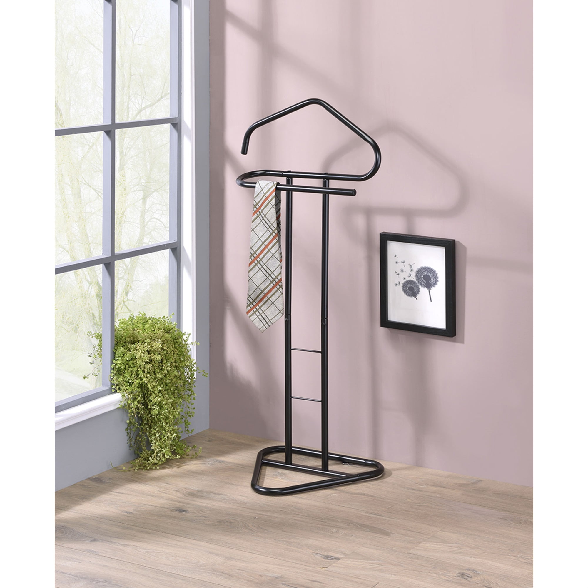 Kalblins Black Metal Clothing Wardrobe Suit Valet Rack Stand