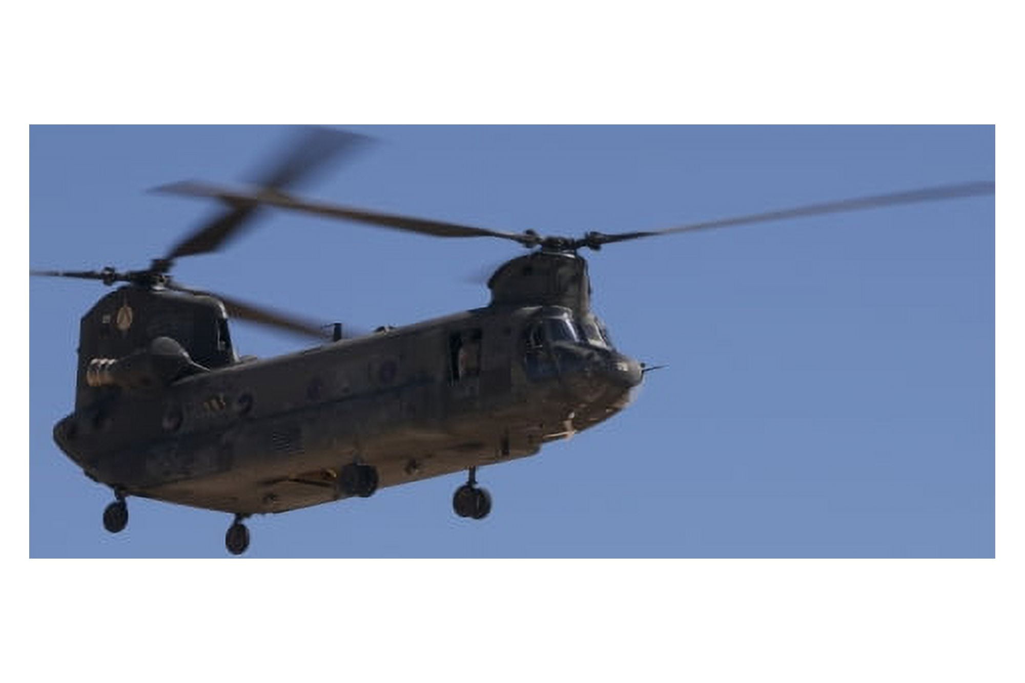 CH-47 Chinook flies over Playas Training Area New Mexico Canvas Art - Terry MooreStocktrek Images (35 x 23)