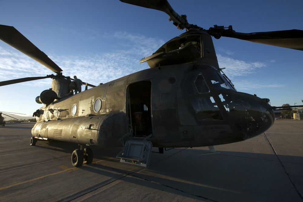CH-47 Chinook helicopter on the tarmac Canvas Art - Terry MooreStocktrek Images (35 x 23)