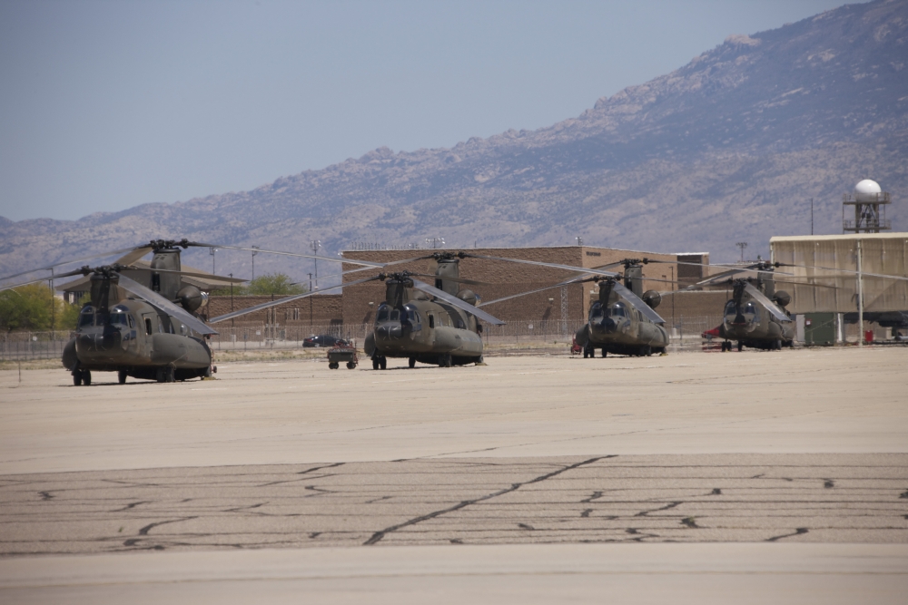 CH-47 Chinook helicopters on the flight line at Davis-Monthan Air Base Canvas Art - Terry MooreStocktrek Images (35 x 23)