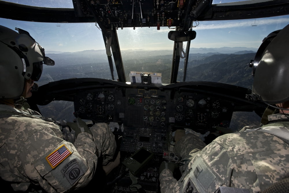 CH-47 Chinook pilots in flight over Arizona Canvas Art - Terry MooreStocktrek Images (18 x 12)