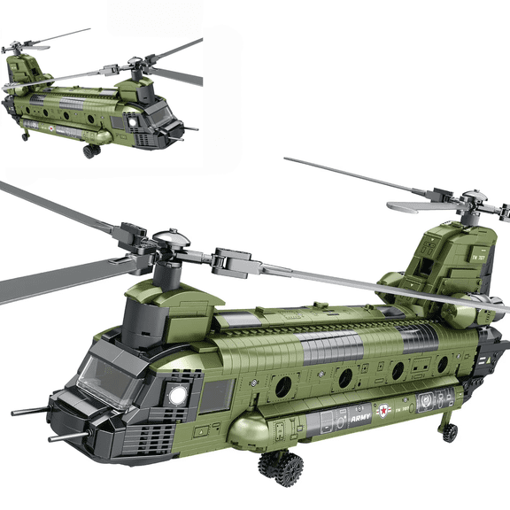 CH-47 Helicopter Building Set, Military Helicopter Toy Aircraft Model Kit, Home Office Display or Collectible, Ideal Airplane Toy Gifts for Adults Boys Kids 33031