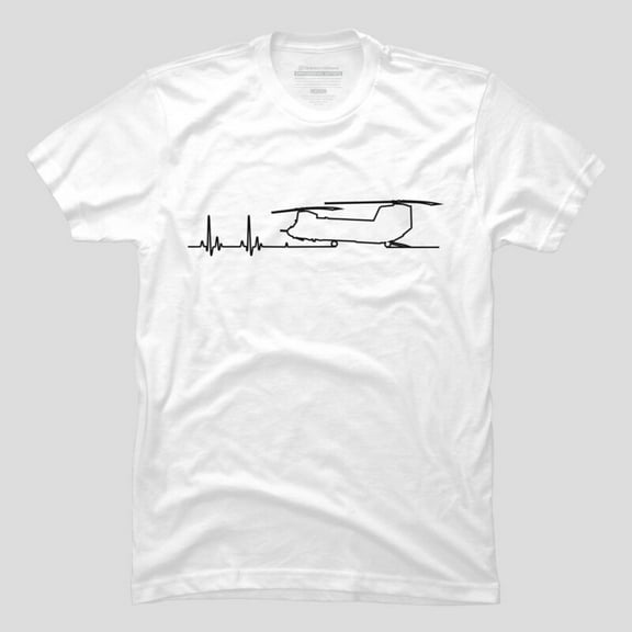 CH-47 Helicopter Heartbeat EKG Pulse Graphic T-shirt - Viral Tee M2982043, Up to Size 5XL