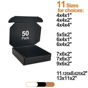 CH-BOX 50 Pack 4x4x1 Small Corrugated Box Mailers Black Cardboard for Shipping Mailing Packaging CM441B