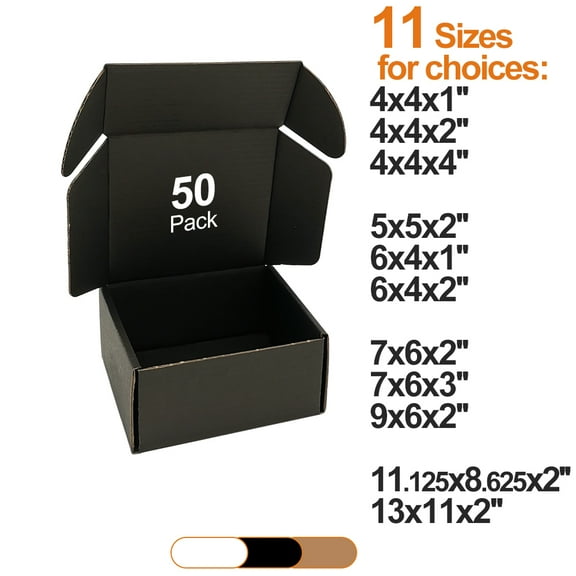 CH-BOX 50 Pack 4x4x2'' Small Corrugated Box Mailers Black for Shipping Mailing Packaging