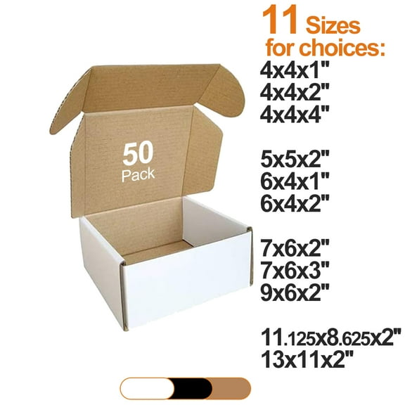 CH-BOX 50 Pack 4x4x2'' Small Corrugated Cardboard Box Mailers White for Shipping Mailing Packaging