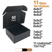 CH-BOX 50 Pack 5x5x2 Small Corrugated Box Mailers Black Cardboard for Shipping Mailing Packaging CM552B