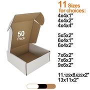 CH-BOX 50 Pack 5x5x2 Small Corrugated Box Mailers White for Shipping Packaging