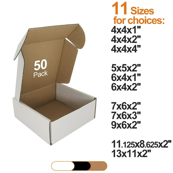 CH-BOX 50 Pack 5x5x2'' Small Corrugated Box Mailers White for Shipping Packaging