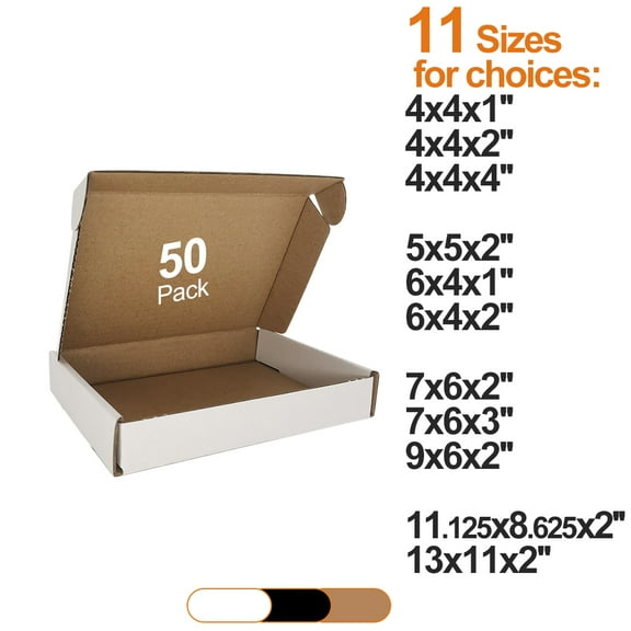 CH-BOX 50 Pack 6x4x1'' Small Corrugated Box Mailers White for Shipping Mailing Packaging
