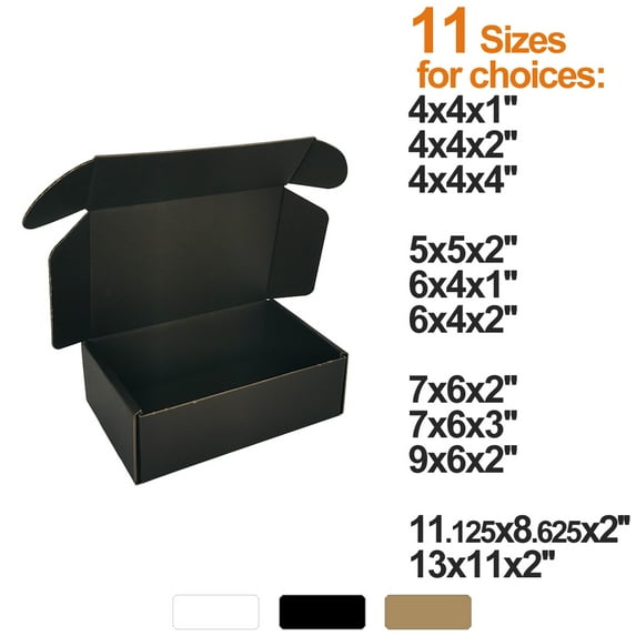 CH-BOX 50 Pack 6x4x2'' Small Corrugated Box Mailers Black for Shipping Mailing Packaging