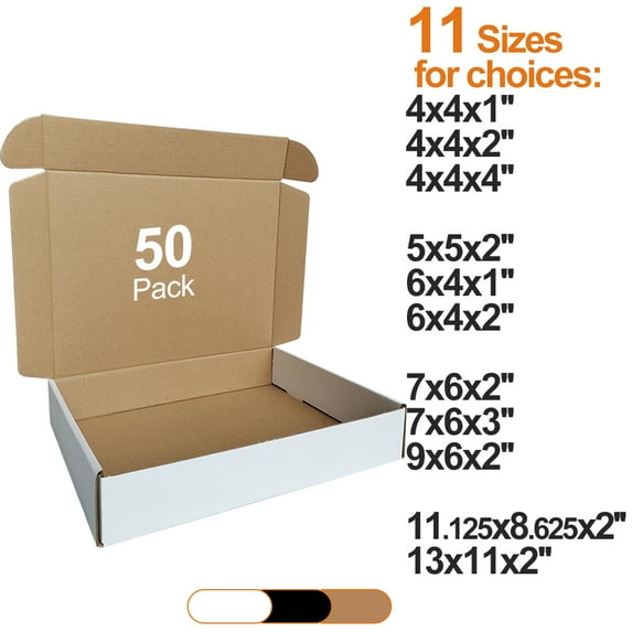 CH-BOX 50 Pack 11.125 x 8.625 x 2'' Small Corrugated Box Mailers White for Shipping Letter-Size
