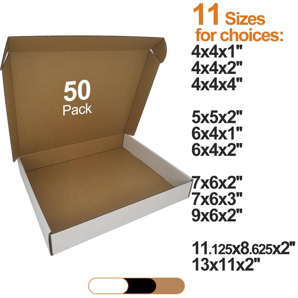 CH-BOX 50 Pack 13x11x2'' Shipping Boxes, Corrugated Mailers