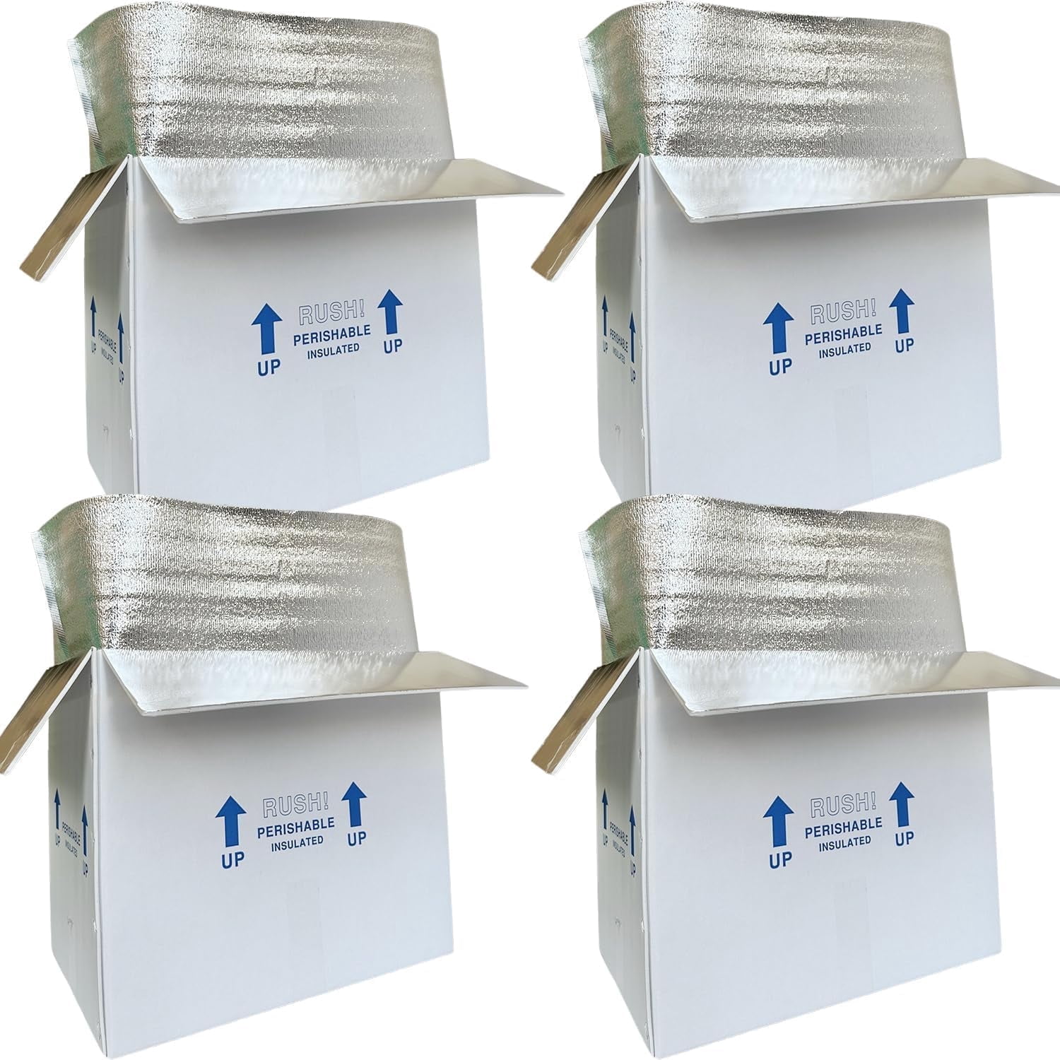 CH-BOX Insulated Cold Shipping Boxes with Liners, 4 Pack 19'' x 12'' x 16'', for Perishable Frozen Food, White (TB191216L-4)